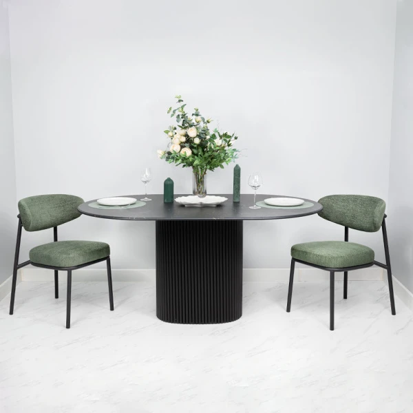 Купить Стул Lucas 2 шалфей шенилл с чёрными ножками по низкой цене