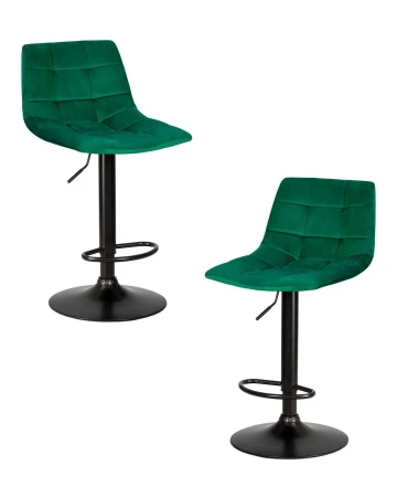 Набор 2 шт Стул барный DOBRIN TAILOR BLACK, зеленый велюр (MJ9-88)