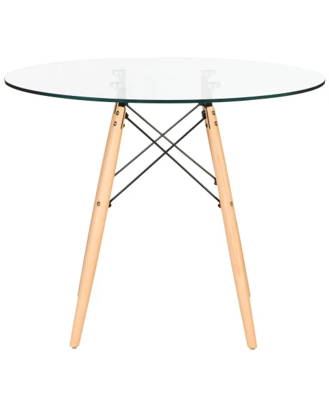 Купить Стол обеденный DOBRIN CHELSEA`90 GLASS, ножки светлый бук, столешница стекло по низкой цене