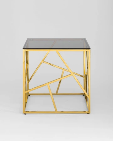 Купить Журнальный столик 55*55 АРТ ДЕКО золото стекло smoke по низкой цене