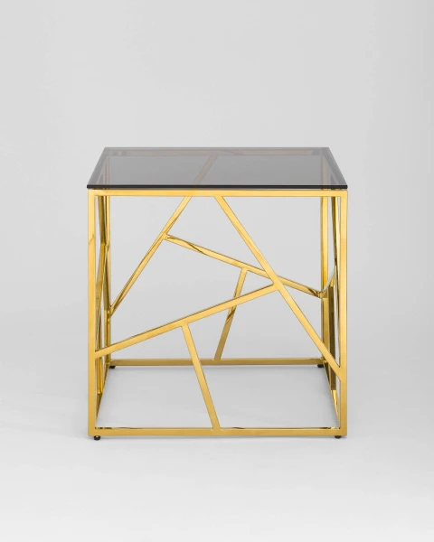 Купить Журнальный столик 55*55 АРТ ДЕКО золото стекло smoke по низкой цене