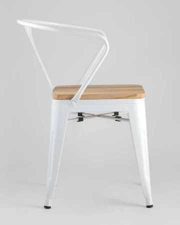 Купить Стул TOLIX ARM WOOD с подлокотниками белый по низкой цене