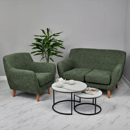 Купить Диван Picasso двухместный зелёный, шенилл по низкой цене