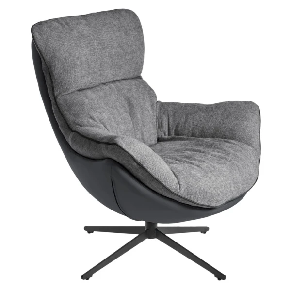 Купить Комплект кресло HUG тёмно-серый, экокожа, шенилл с оттоманкой тёмно-серый, экокожа по низкой цене