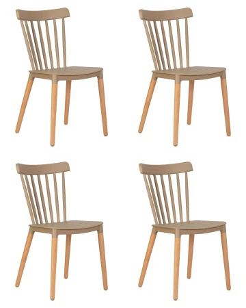 Набор 4 шт Стул обеденный DOBRIN THEO, ножки светлый бук, цвет бежевый (GR-03)