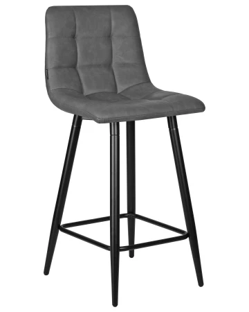 Купить Набор 2 шт Стул полубарный DOBRIN OLIVIA, черные матовые ножки, серая антрацитовая винтажная экокожа (RU-08) в интернет-магазине КупиКресла.ру