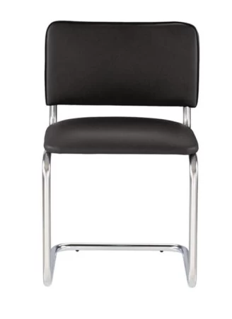 Офисный стул SYLWIA (Сильвия) хром Nowystyl (Искусственная кожа V 14 черный) для посетителей и сотрудников фото