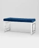 Купить Банкетка-скамейка БРУКЛИН велюр синий сталь серебро в интернет-магазине КупиКресла.ру