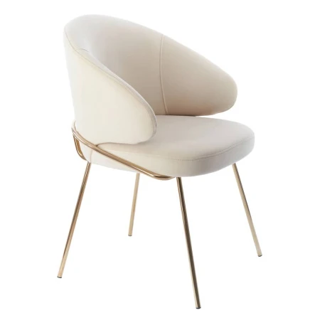 Купить Стул-полукресло Emil кремовый с золотыми ножками по низкой цене