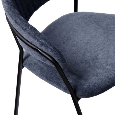 Купить Стул Turin синий вельвет с чёрными ножками по низкой цене