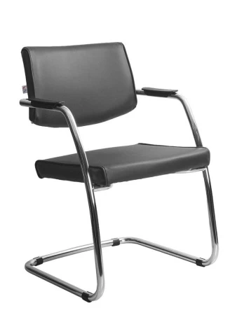 Офисный стул Delta (Дельта) хром (Искусственная кожа Черный)