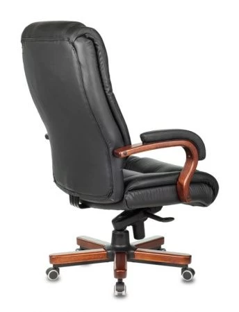 Кресла руководителя - Кресло руководителя Бюрократ T-9925WALNUT черный кожа крестовина металл/дерево
