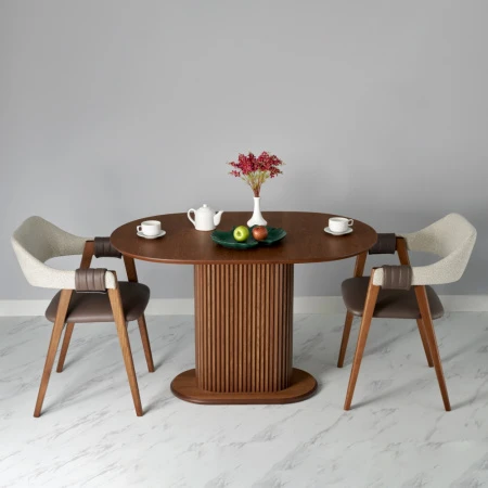 Купить Стул KELLI бежевый букле, экокожа коричневая, орех по низкой цене