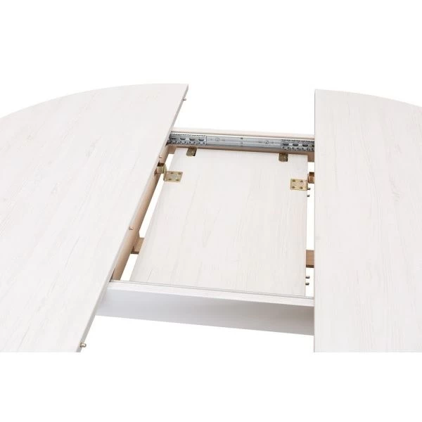 Купить Стол Oslo круглый раскладной 110-140x110x76см, Сосна Рандерс структурное, белый по низкой цене