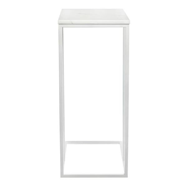 Купить Придиванный столик Loft 50x30см, белый мрамор с белыми ножками по низкой цене