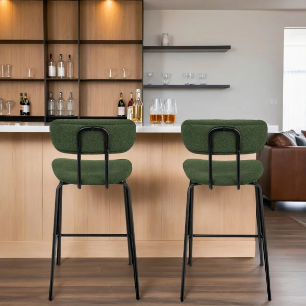 Стул полубарный Ant букле зеленый для кафе, ресторанов и кухни
