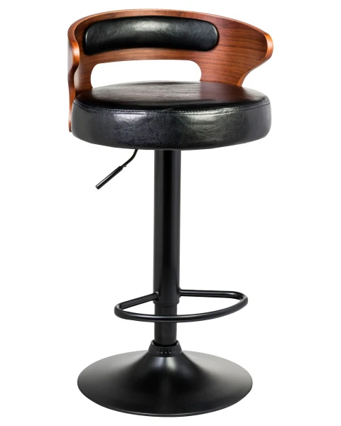 Купить Набор 2 шт Стул барный DOBRIN FRED BLACK, коричневое дерево, чёрный по низкой цене