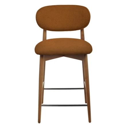 Купить Стул полубарный Lucas 3 терракотовый букле, ножки цвета орех по выгодной цене для кафе, ресторанов и кухни