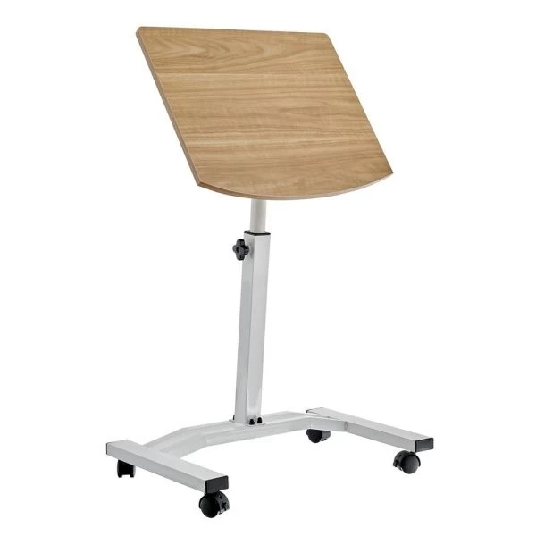 Купить Стол многофункциональный на колёсах, 48x40 см, «РОЛЕТ», 1 ножка, регул.высота, мдф, металл, св. дерево, белый по низкой цене