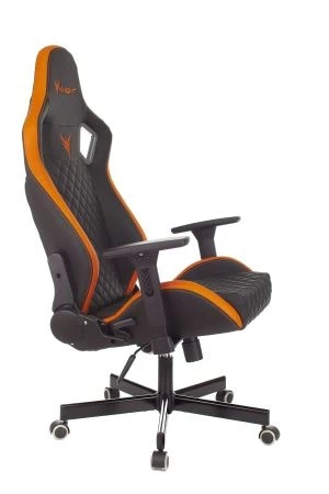 Кресла для геймеров - Кресло игровое Knight Outrider черный/оранжевый ромбик эко.кожа с подголов. крестов. металл