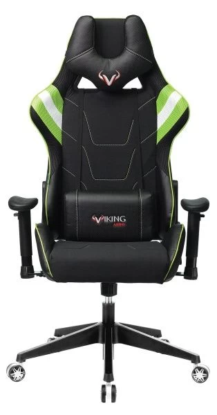 Кресло игровое Zombie VIKING 4 AERO черный/салатовый текстиль/эко.кожа с подголов. крестов. пластик