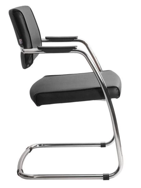 Офисный стул Delta (Дельта) хром (Искусственная кожа Черный)