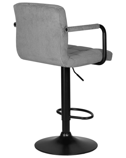 Стул барный DOBRIN KRUGER ARM BLACK, серый вельвет (LAR-E2041-25) для кафе, ресторанов и кухни