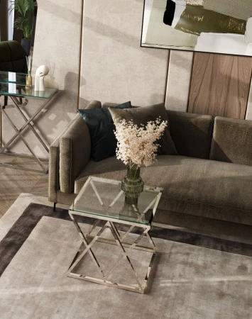 Купить Журнальный стол 55*55 ИНСИГНИЯ серебро по низкой цене