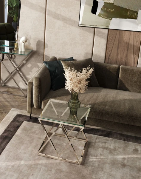 Купить Журнальный стол 55*55 ИНСИГНИЯ серебро по низкой цене