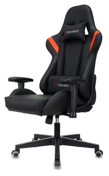 Кресло игровое Zombie Formula черный/красный эко.кожа крестов. пластик черный