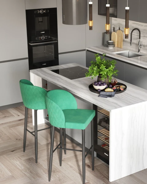 Стул барный Оскар велюр изумрудный для кафе, ресторанов и кухни