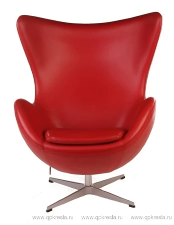 Кресло Arne Jacobsen Style Egg Chair красное нат.кожа