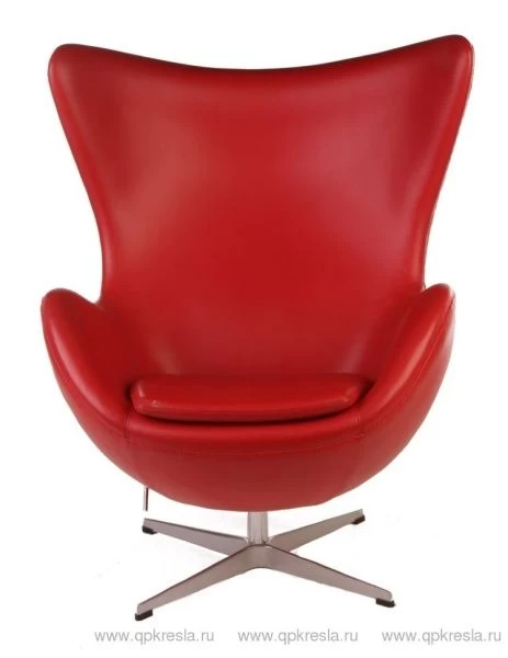 Кресло Arne Jacobsen Style Egg Chair красное нат.кожа