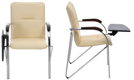 Офисный стул Самба хром со столиком (Samba T Plast) Nowystyl (Искусственная кожа V 18 кремовый)