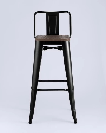 Купить Стул барный TOLIX WOOD со спинкой черный глянцевый по выгодной цене для кафе, ресторанов и кухни