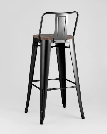 Купить Стул барный TOLIX WOOD со спинкой черный глянцевый по выгодной цене для кафе, ресторанов и кухни