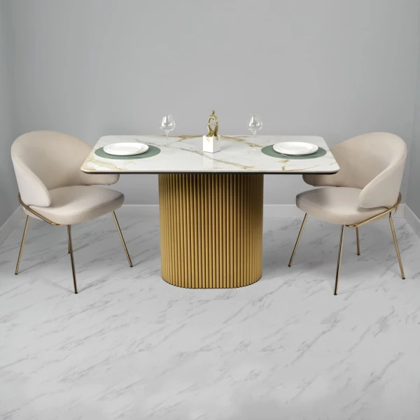 Купить Стул-полукресло Emil кремовый с золотыми ножками по низкой цене