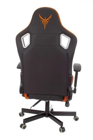 Кресла для геймеров - Кресло игровое Knight Outrider черный/оранжевый ромбик эко.кожа с подголов. крестов. металл