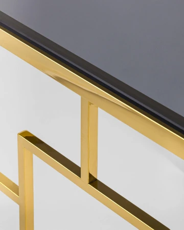 Купить Журнальный столик 55*55 БРУКЛИН стекло smoke сталь золото по низкой цене