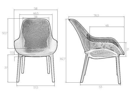 Купить Набор 4 шт Кресло DOBRIN LONZO, антрацит (GR-12) с УФ-защитой в интернет-магазине КупиКресла.ру