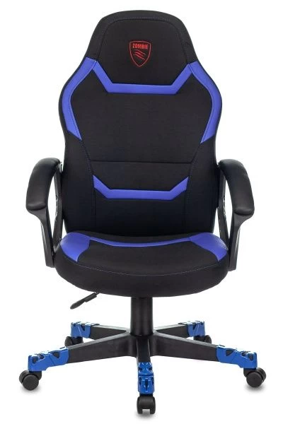 Кресло игровое Zombie 10 черный/синий текстиль/эко.кожа крестов. пластик | Купить в КупиКресла.ру