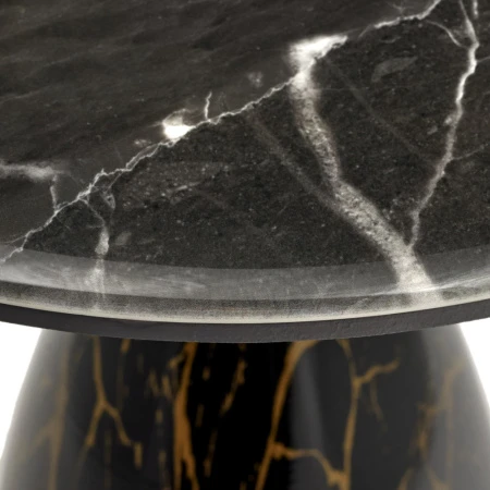 Купить Кофейный столик Secret диам.40см x 54см, чёрный мрамор, металл, керамика по низкой цене
