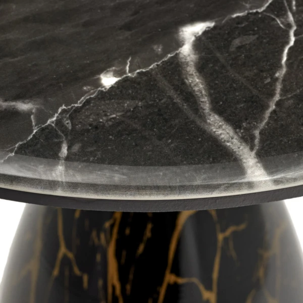 Купить Кофейный столик Secret диам.40см x 54см, чёрный мрамор, металл, керамика по низкой цене