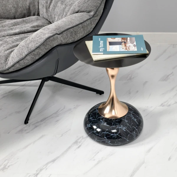 Купить Кофейный столик Angel 40x55см, чёрный мрамор, металл по низкой цене