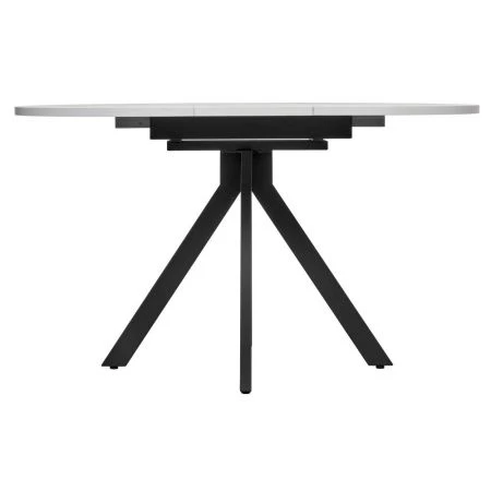 Купить Стол Rudolf круглый раскладной 100-130x100x75см, белый мрамор, чёрный по низкой цене