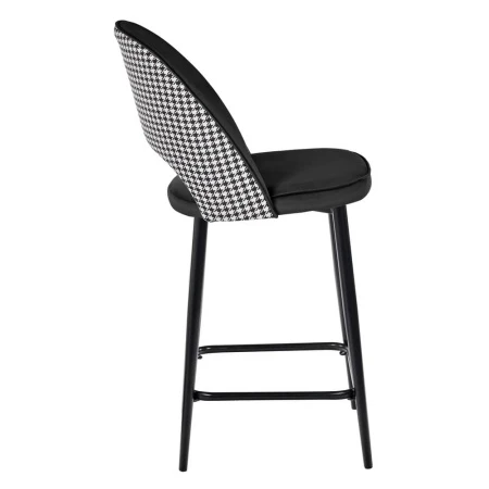 Купить Стул полубарный Leo чёрный с жаккардом, с поворотным механизмом по выгодной цене для кафе, ресторанов и кухни
