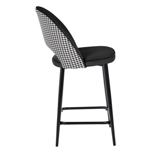 Стул полубарный Leo чёрный с жаккардом, с поворотным механизмом для кафе, ресторанов и кухни