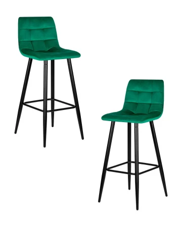 Набор 2 шт Стул барный DOBRIN NICOLE, черные матовые ножки, зелёный велюр (108-64)