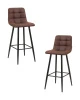 Набор 2 шт Стул барный DOBRIN NICOLE, черные матовые ножки, коричневая микрофибра (PK-03)