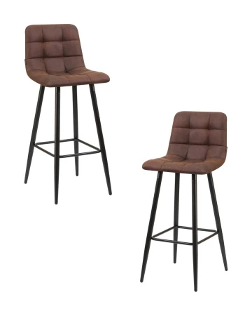 Набор 2 шт Стул барный DOBRIN NICOLE, черные матовые ножки, коричневая микрофибра (PK-03)